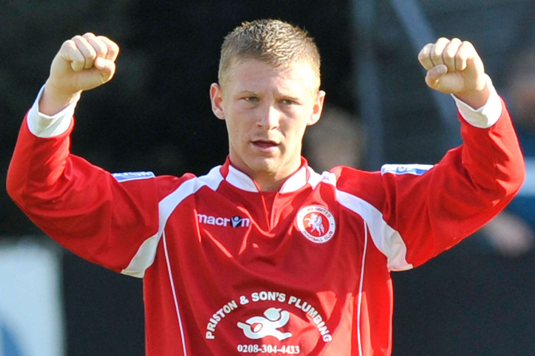 Andy Pugh celebrates a goal for Welling