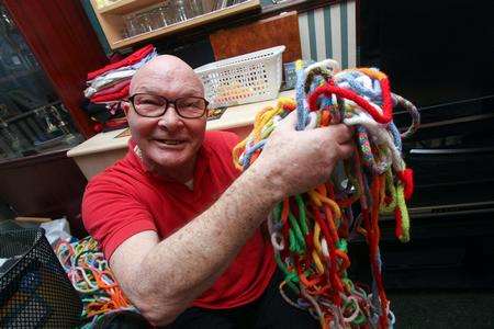 Ted Hannaford is the world record holder for French knitting