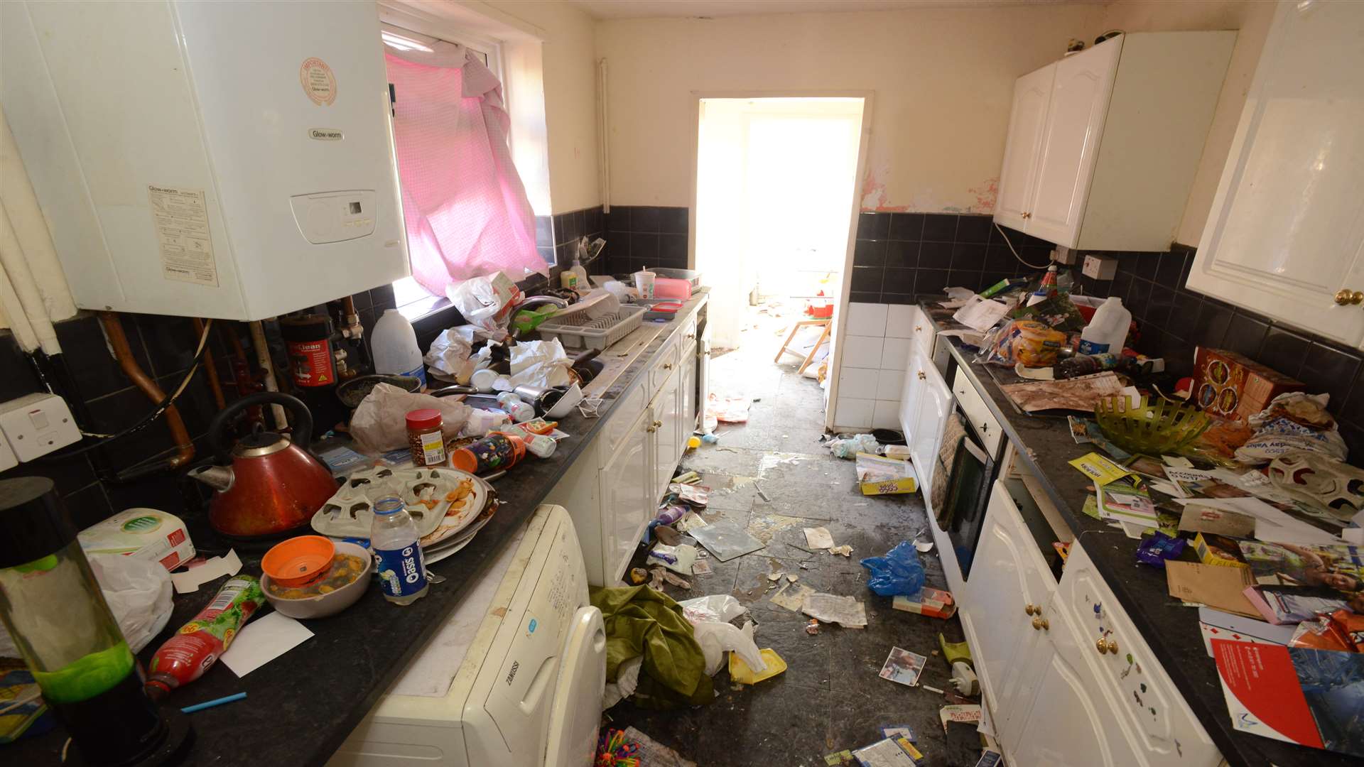 The devastated kitchen