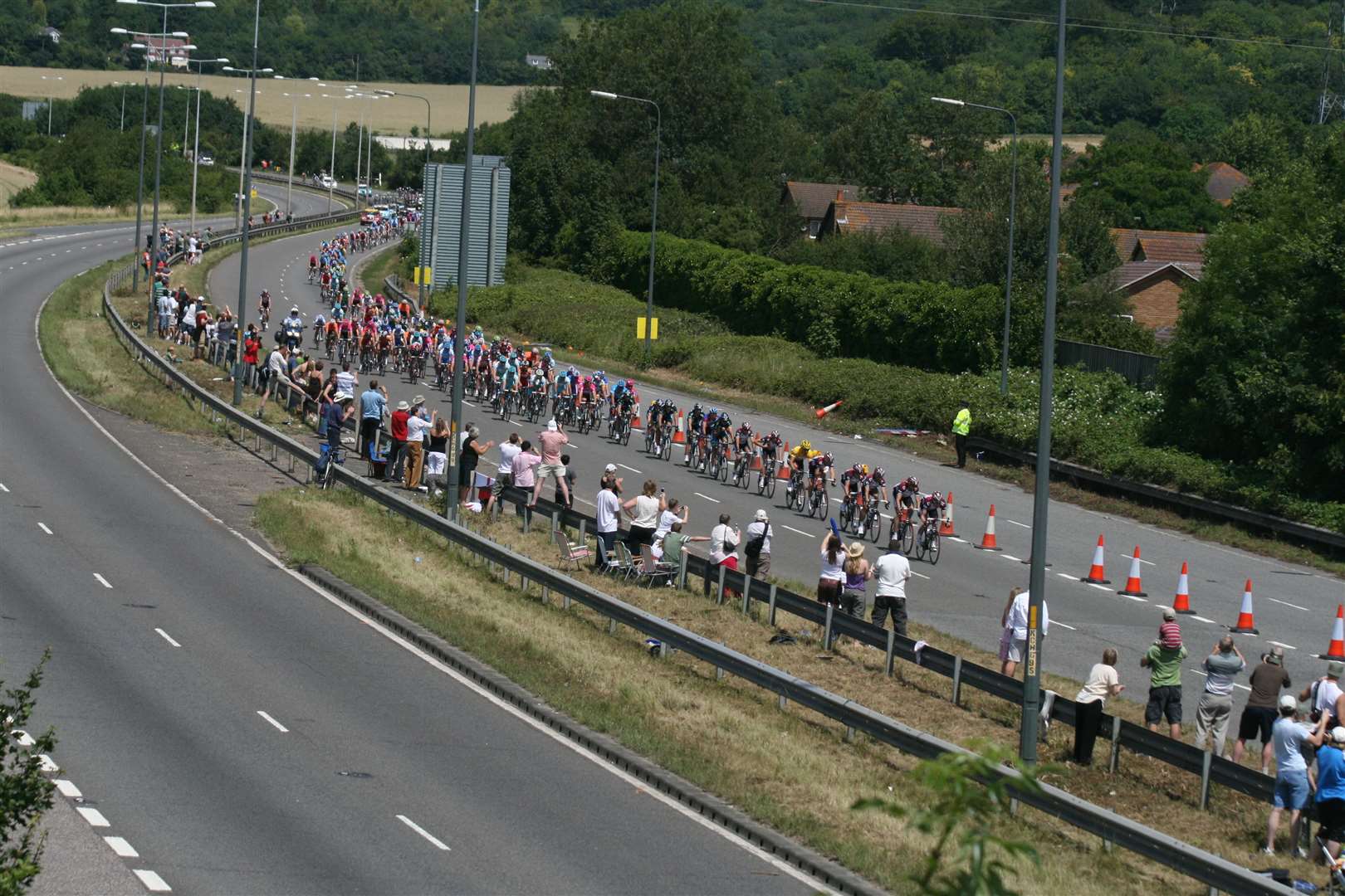 The peloton making its way into Maidstone along the A229 Blue Bell Hill. Pic: Mike Mahoney