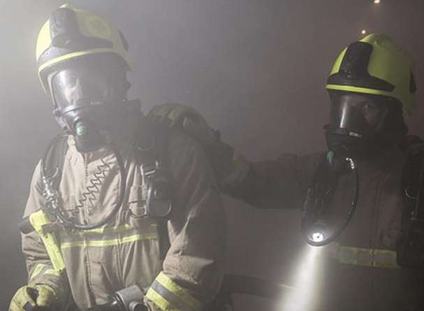 Fire crews used breathing gear to tackle the blaze