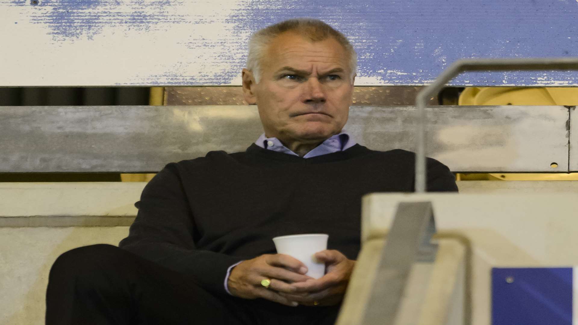 Gills boss Peter Taylor watching from the stand Picture: Andy Payton
