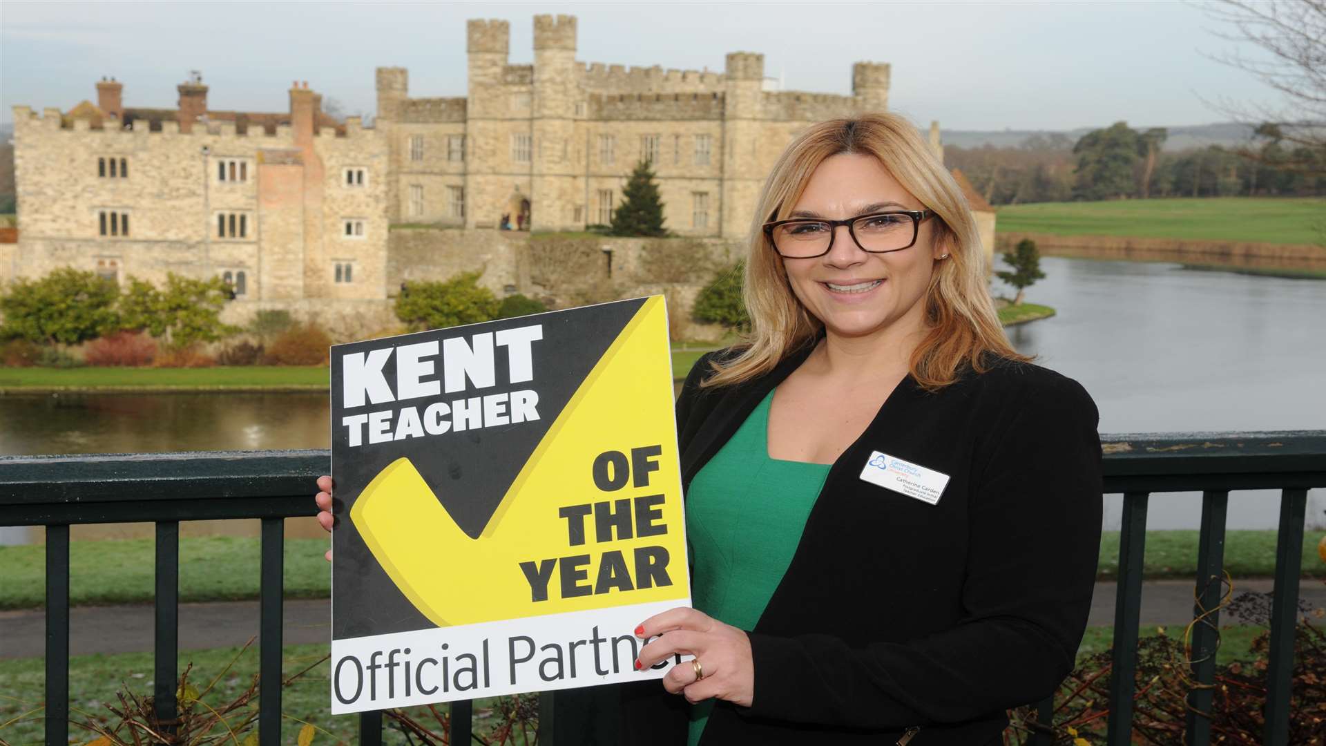 Catherine Carden from Canterbury Christ Church University announces support of the Kent Teacher of the Year Awards 2015 at Leeds Castle.