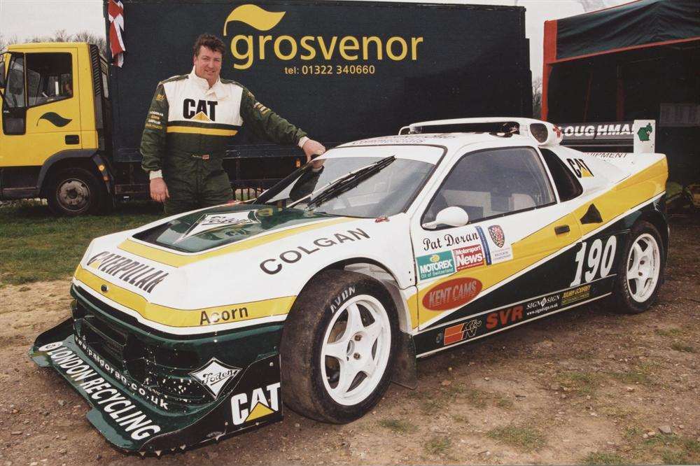 Pat Doran with his prized Ford RS200 in 2002