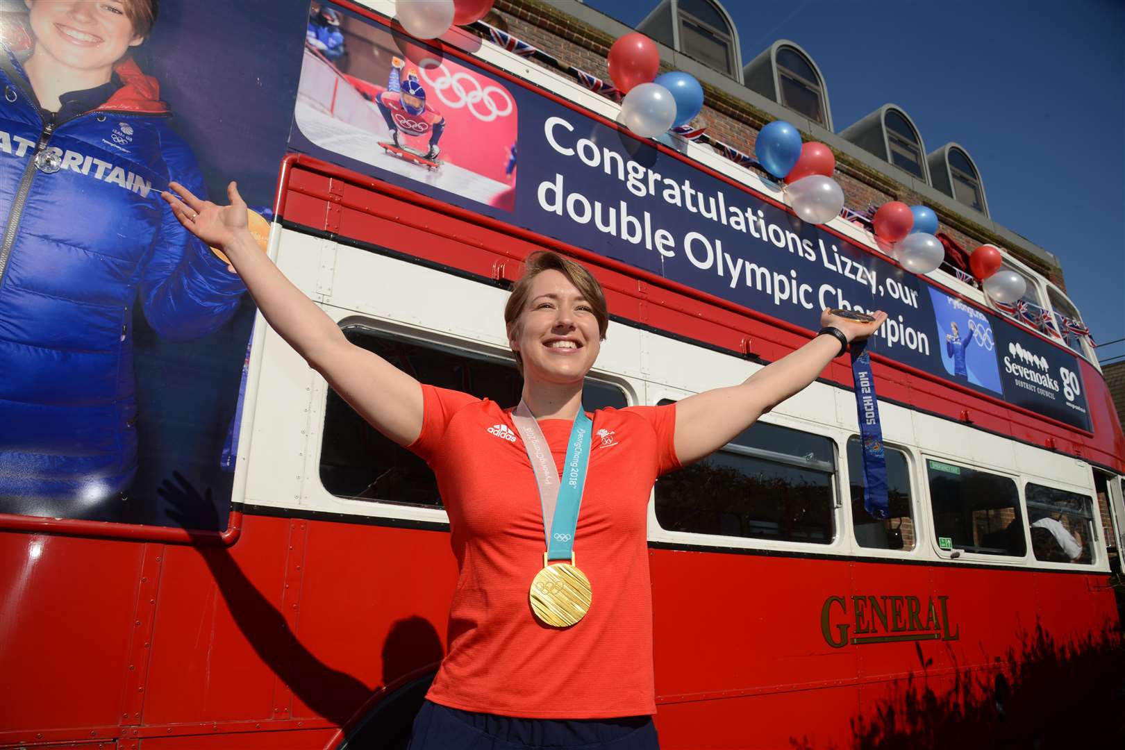 Lizzy Yarnold leaving Sevenoaks District Council offices during her victory parade in April. Picture: Gary Browne