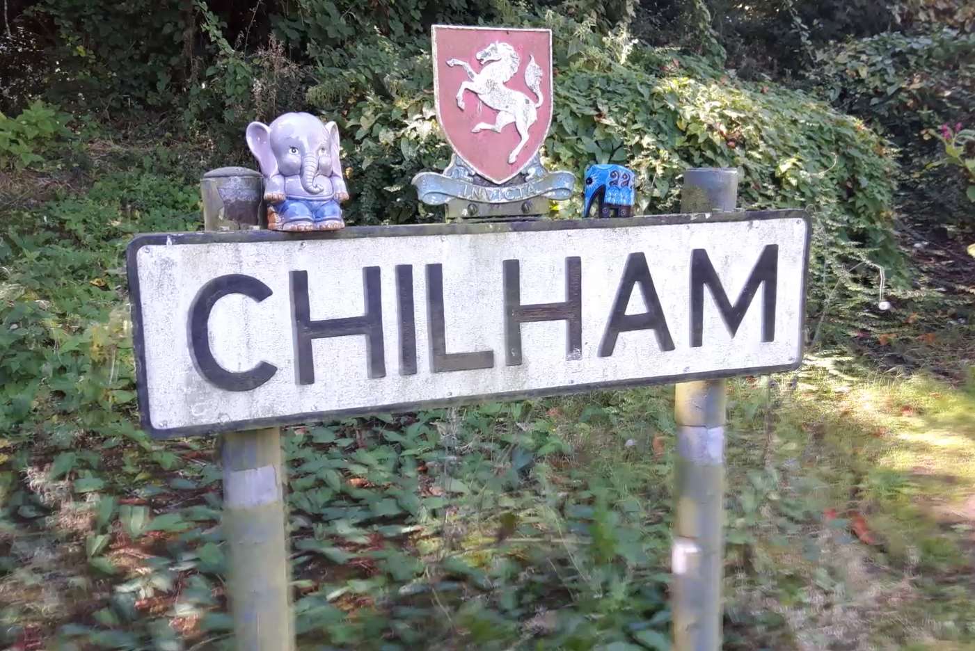 The Chilham sign has a number of the elephants around it.