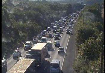 Traffic delays after A2 crash. Picture: Highways England (2691274)