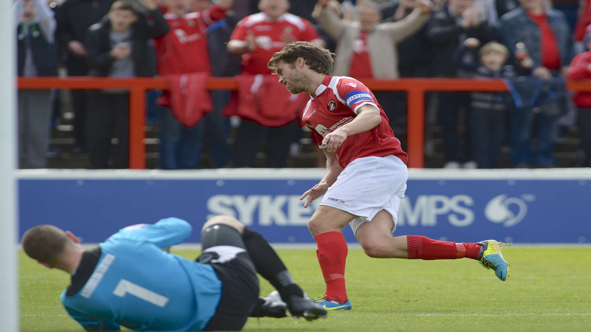 Daryl McMahon celebrates a goal for Ebbsfleet during his playing days Picture: Andy Payton