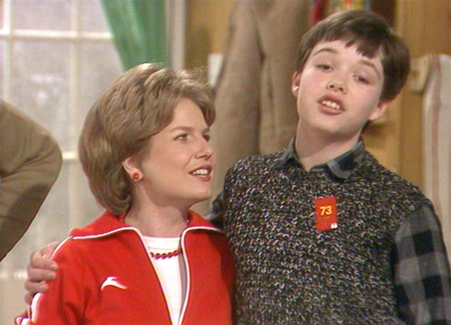 A young Sandi Toksvig and an even younger Nic Ayling introduce the Sandwich Quiz on Saturday morning children's show Number 73 made by TVS at Vinters Park studios, Maidstone