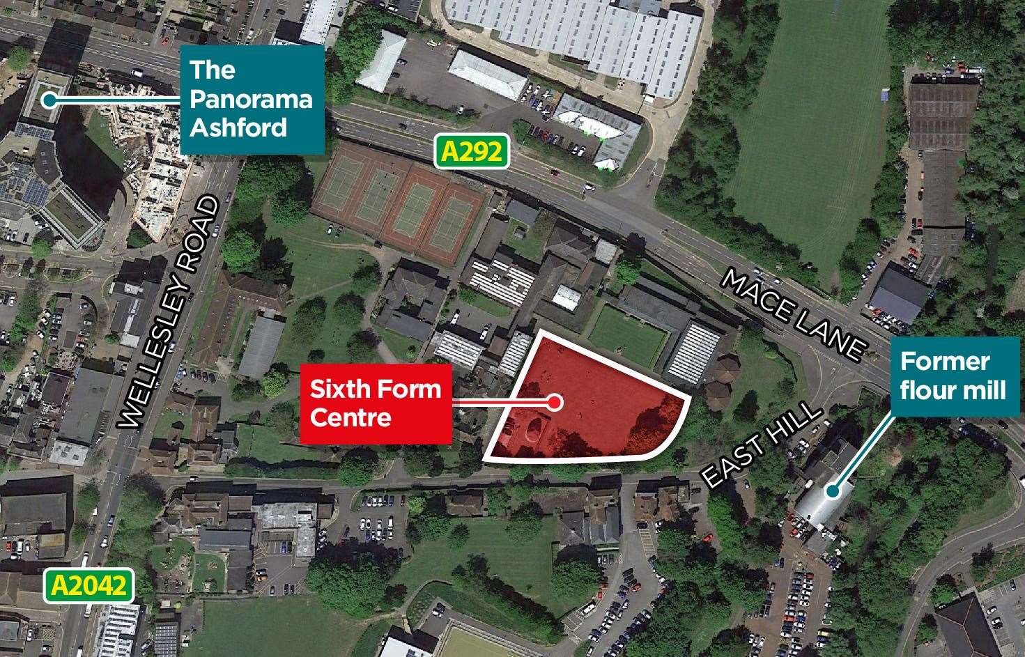 This graphic shows where the new sixth form centre is due to go