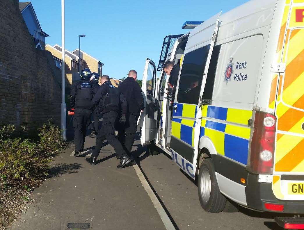 Police pictured during the crackdown on dealers in Dover