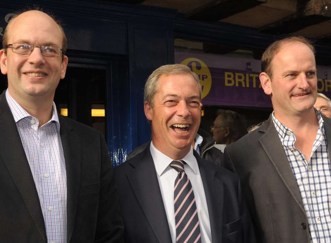 UKIP leader Nigel Farage, MP Douglas Carswell and candidate Mark Reckless