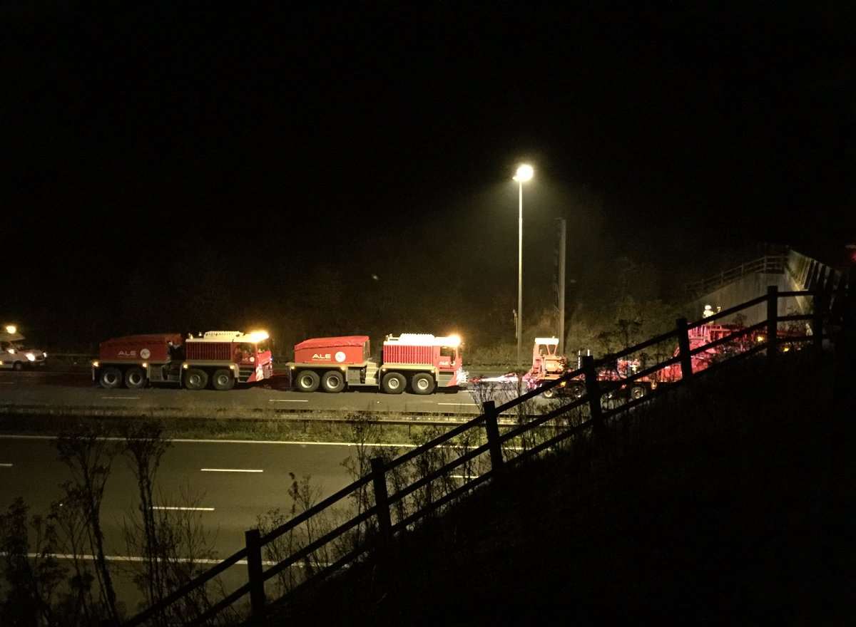 The huge vehicle can be seen near the bridge. Picture: Peter Harding