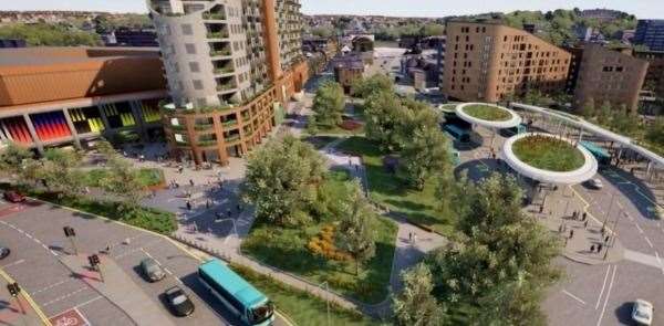 A CGI impression of the public realm improvements as part of the Mountbatten House and Chatham Waterfront developments. Picture: Medway Development Company