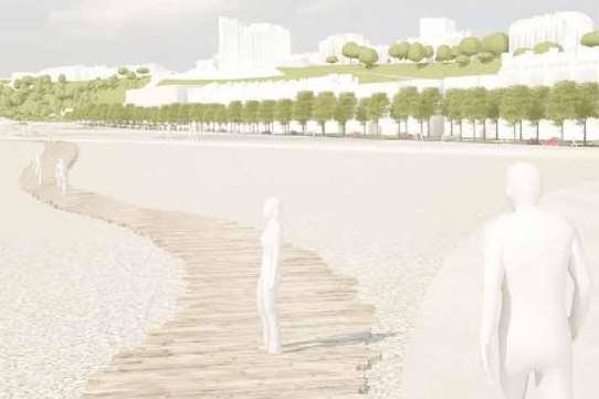 An artist's impression of the proposed boardwalk as part of the Folkestone Seafront redevelopment