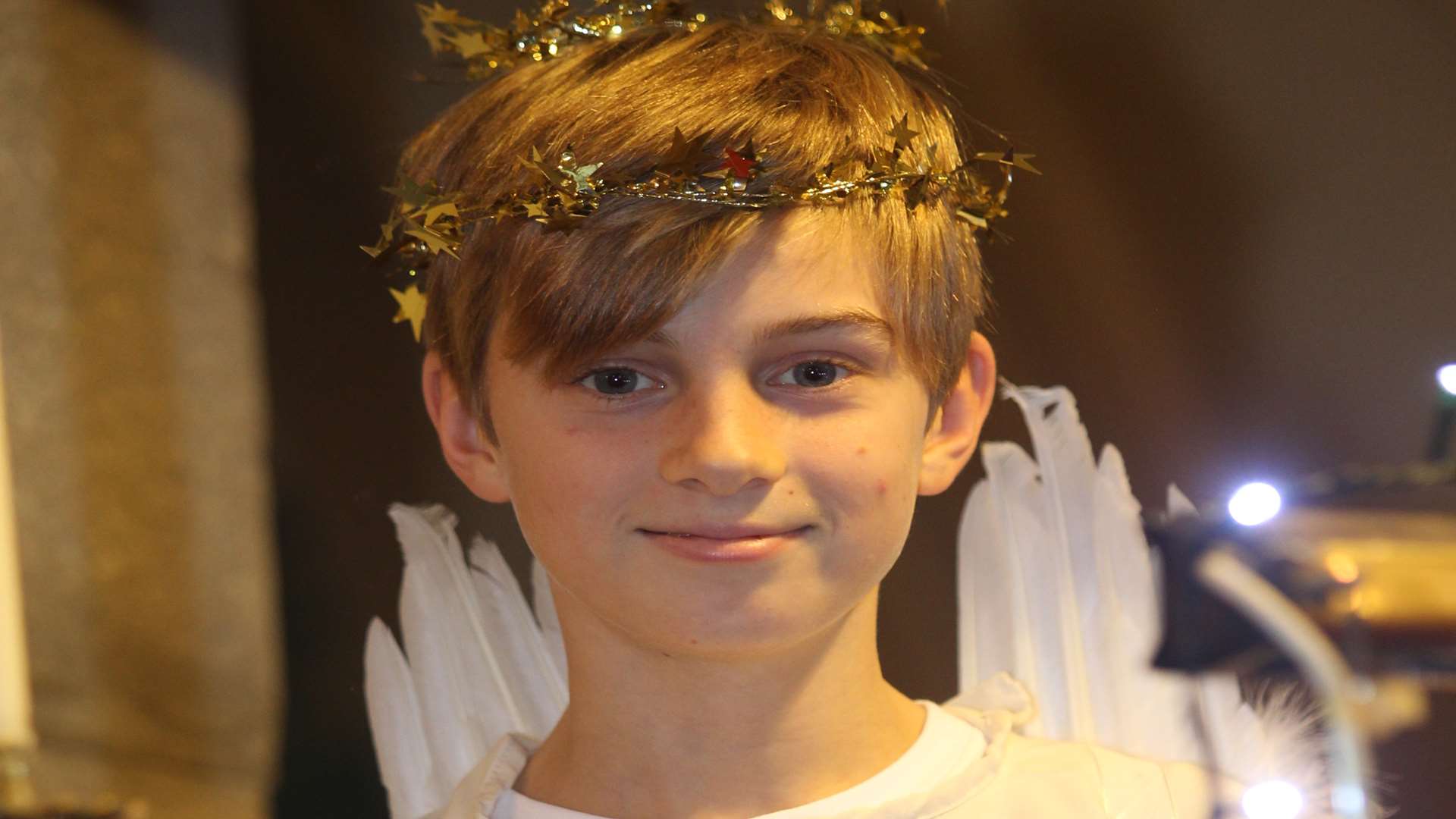 Rowan, 10, as the angel Gabriel in the Hartlip Primary nativity play