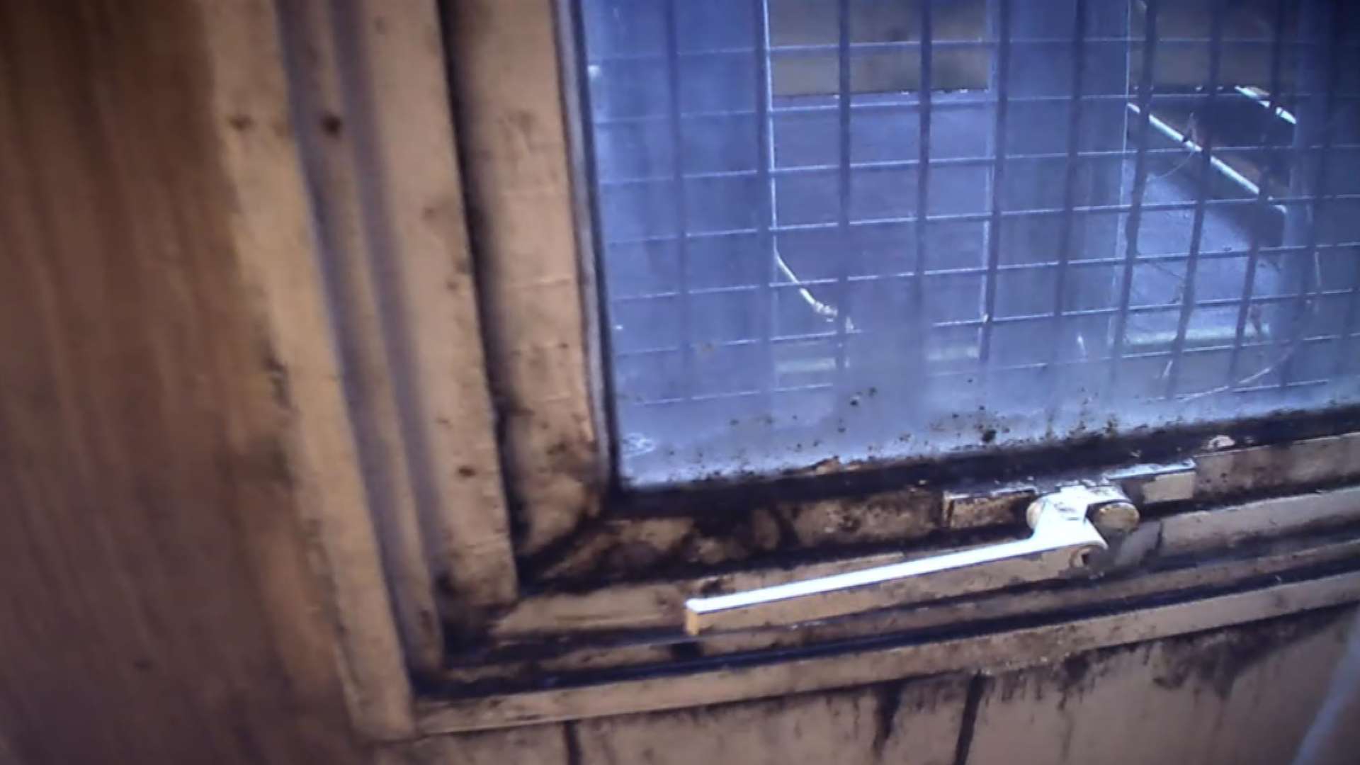 A mouldy window in the on-site accommodation. Picture: Al Jazeera