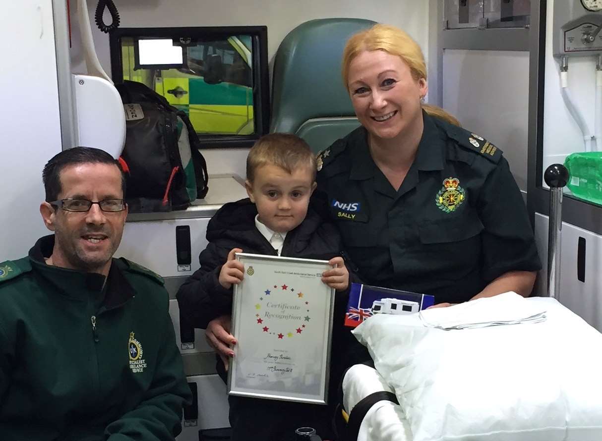 Harvey was awarded the certificate for his quick action.