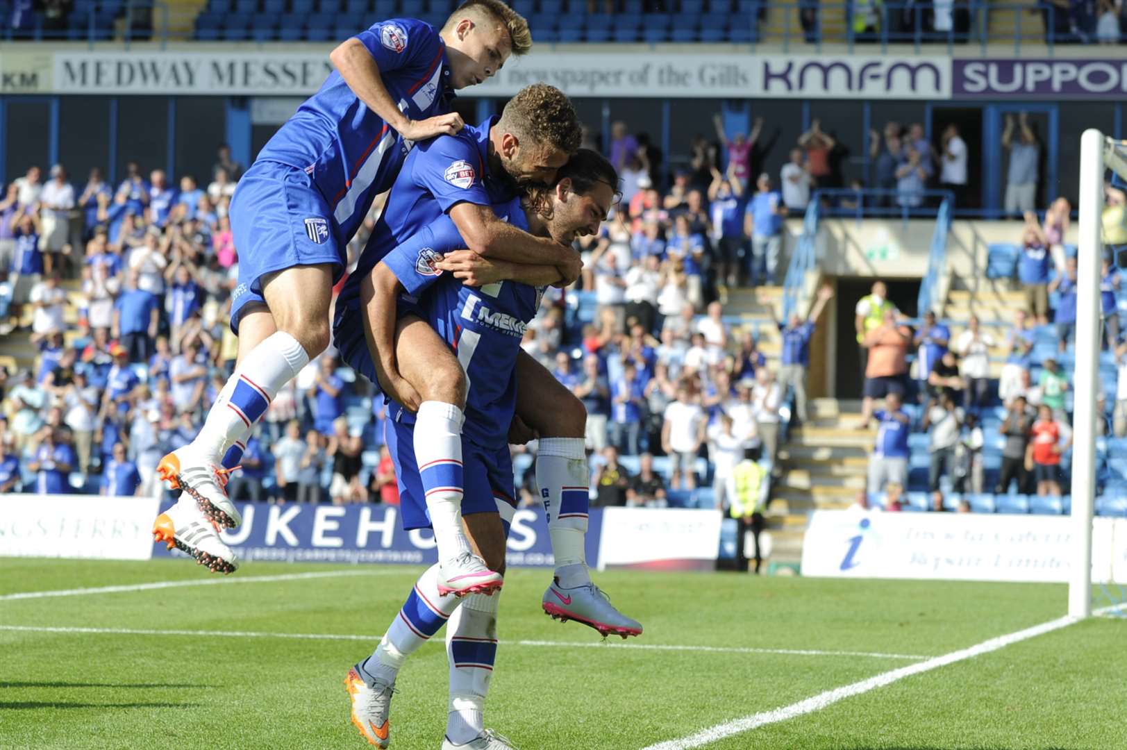 Bradley Dack puts the Gills 4-0 up against Sheffield United in last season's opener Picture: Barry Goodwin