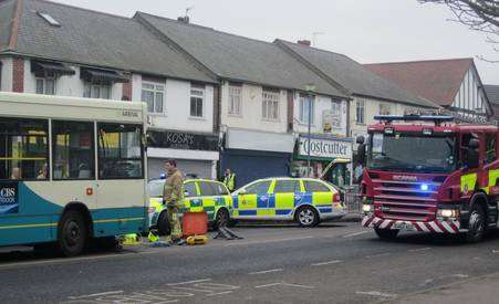 Emergency services at the scene of a bus crash in Gravesend