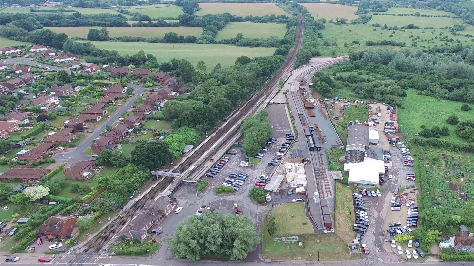 Robertsbridge with the mainline station to the left and the RVR development on the right