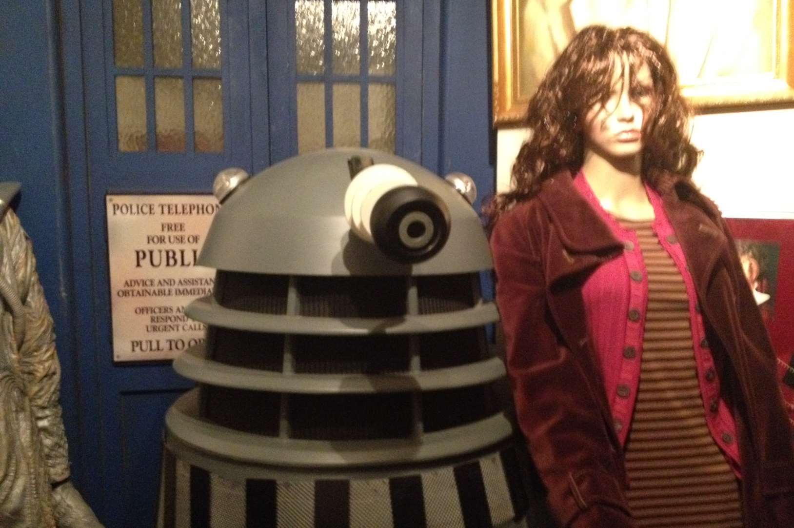 The mannequin here is wearing the jacket of Doctor Who's assistant Sarah-Jane Smith
