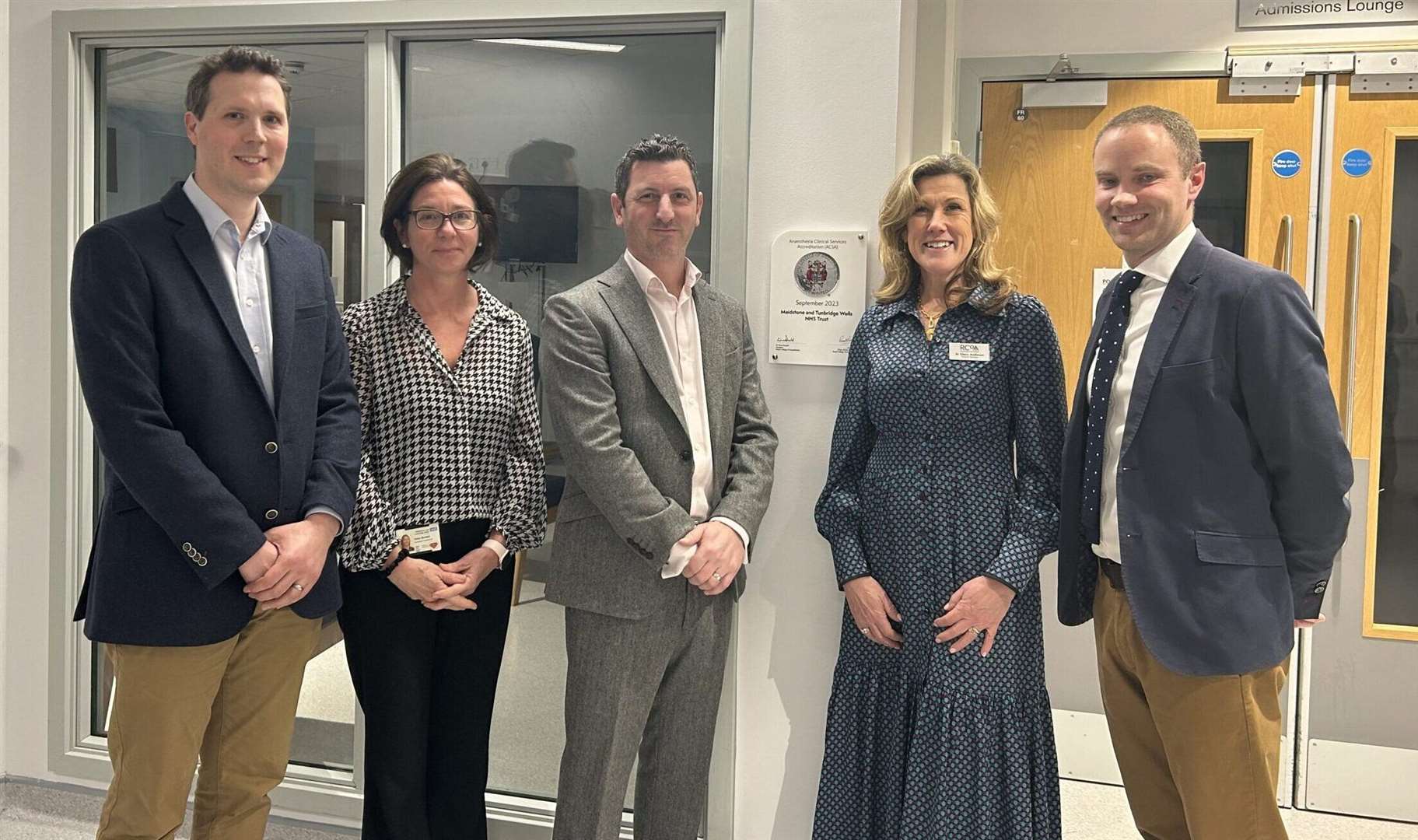From left to right: Dr Benjamin Rudge, Dr Helen Burdett, Dr Jim MacDonald, Dr Claire Mallinson and Dr James Peerless at Tunbridge Wells Hospital
