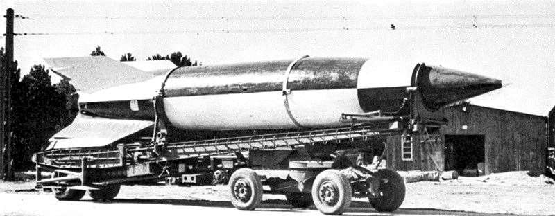 A V2 rocket on a mobile launching pad