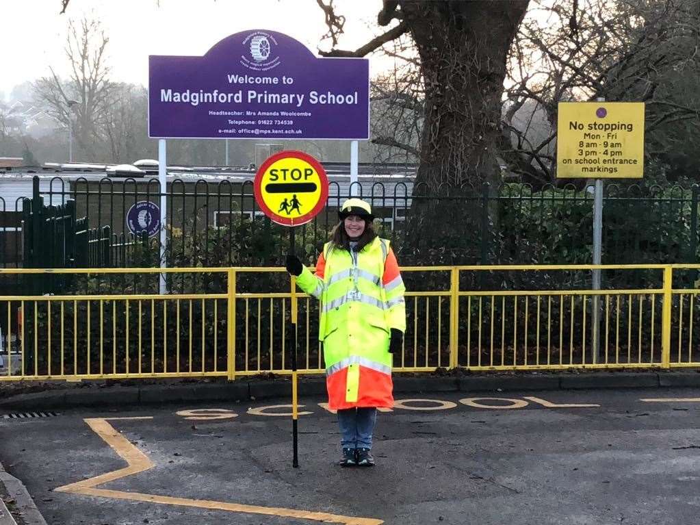 Cindy Evans has been a lollipop lady for 30 years at Madginford Primary School
