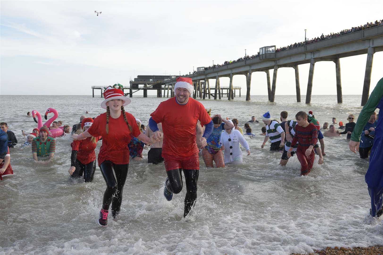 Huge crowds are expected as people dash into the chilly sea for charity