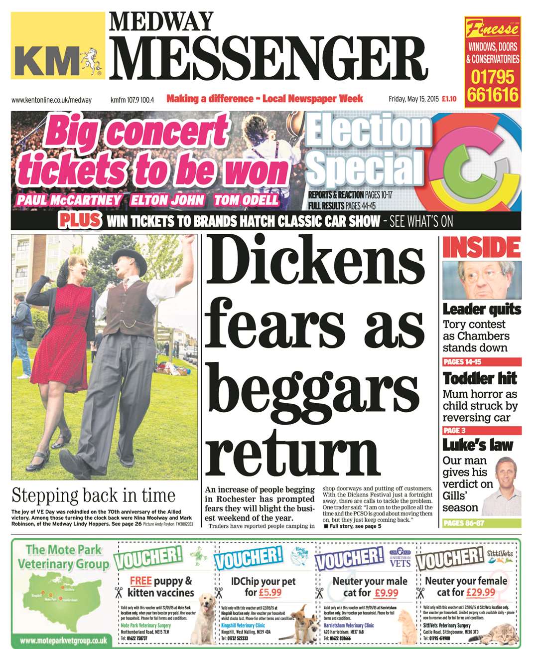 Front page of the Medway Messenger earlier this month
