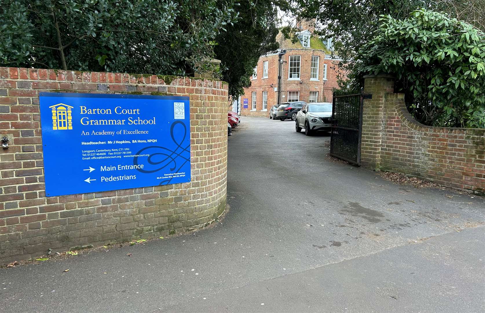 Barton Court Grammar School in Canterbury has told parents to discuss personal safety with their children
