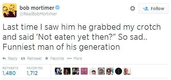 Comedian Bob Mortimer's Twitter tribute to Rik Mayall