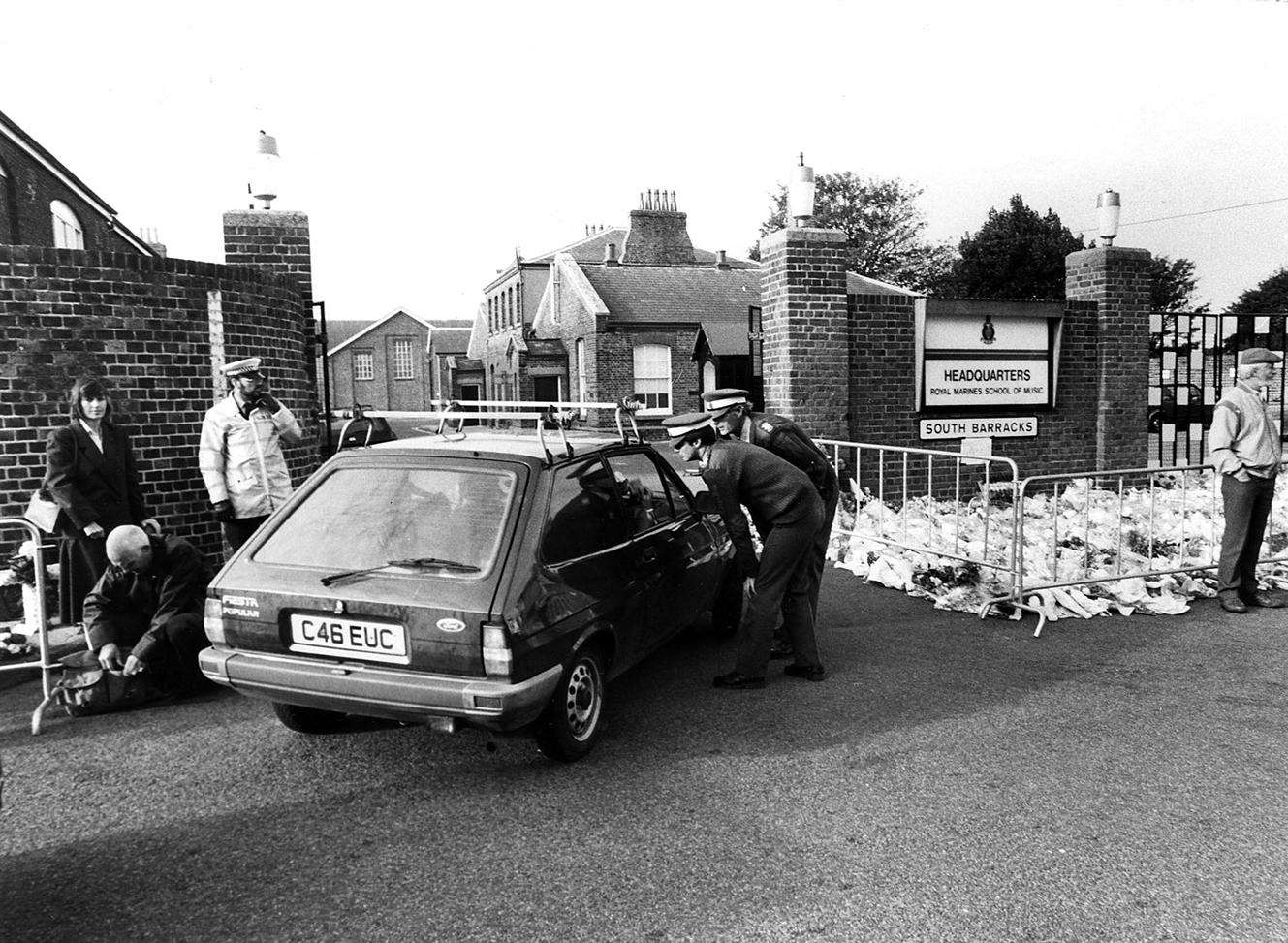 Floral tributes outside Deal barracks after the bombing