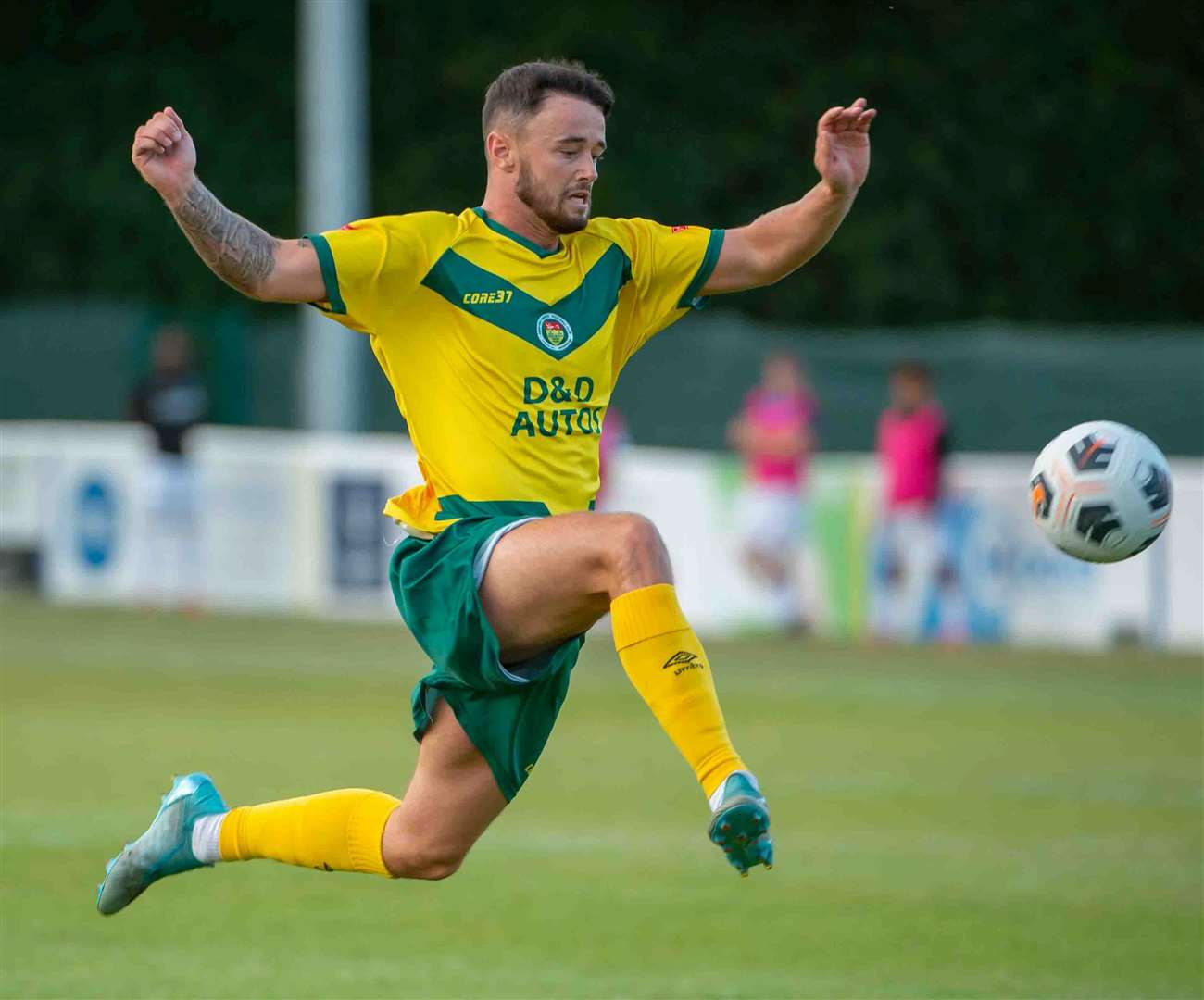 Danny Parish in action during Ashford’s 3-1 friendly win at Snodland on Tuesday. Picture: Ian Scammell