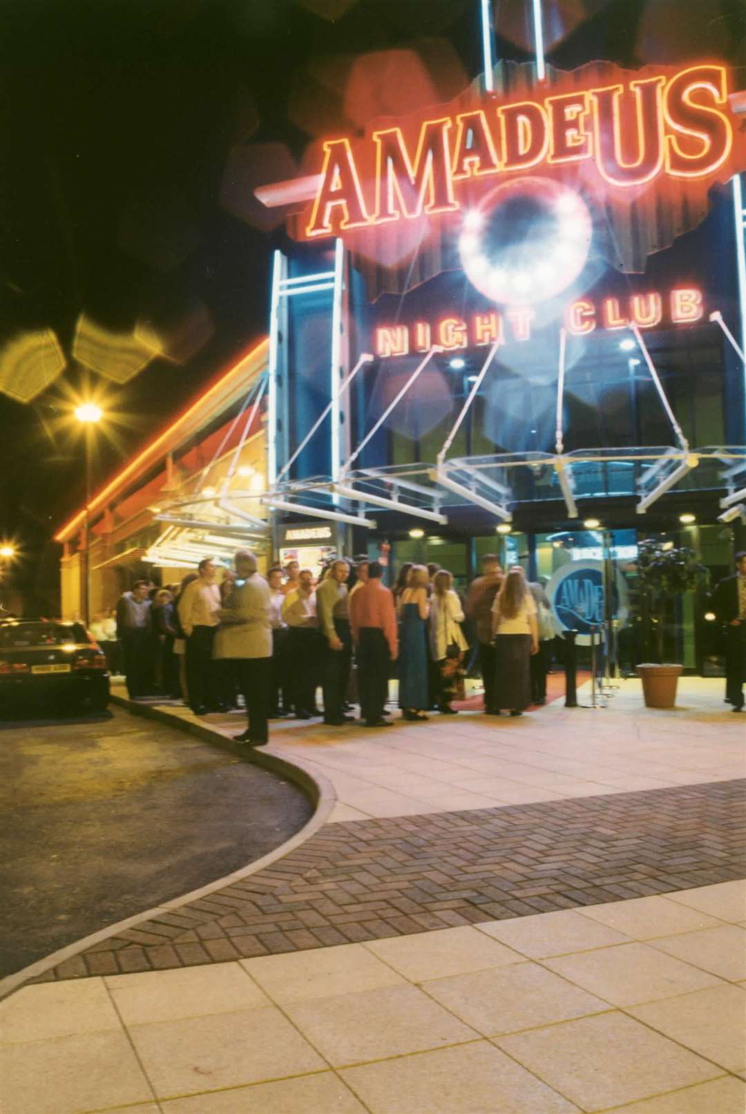 Punters queueing outside Amadeus nightclub in 1998