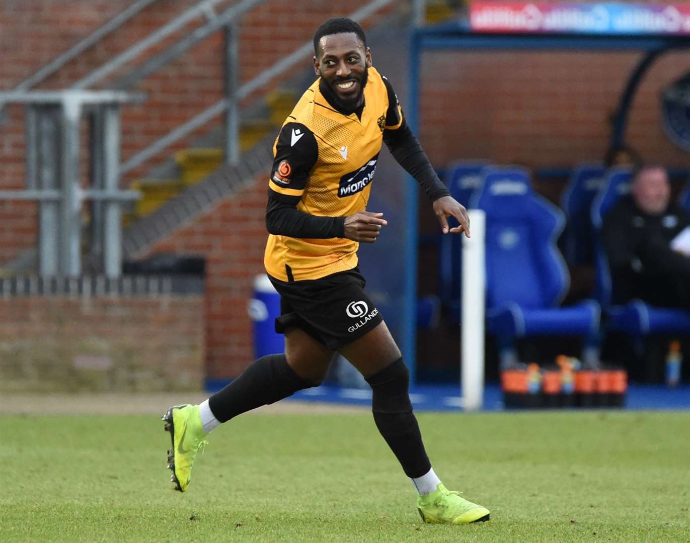 Roarie Deacon puts Maidstone 3-0 up in the FA Trophy at Eastleigh. Picture: Steve Terrell