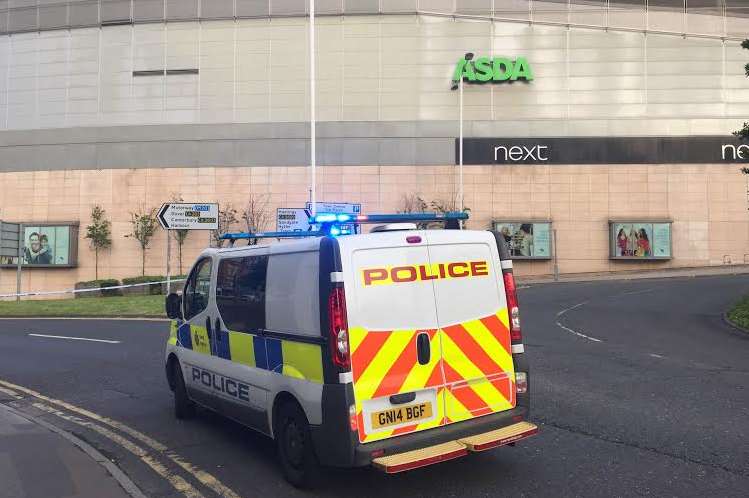 The Asda car park in Folkestone has been cordoned off