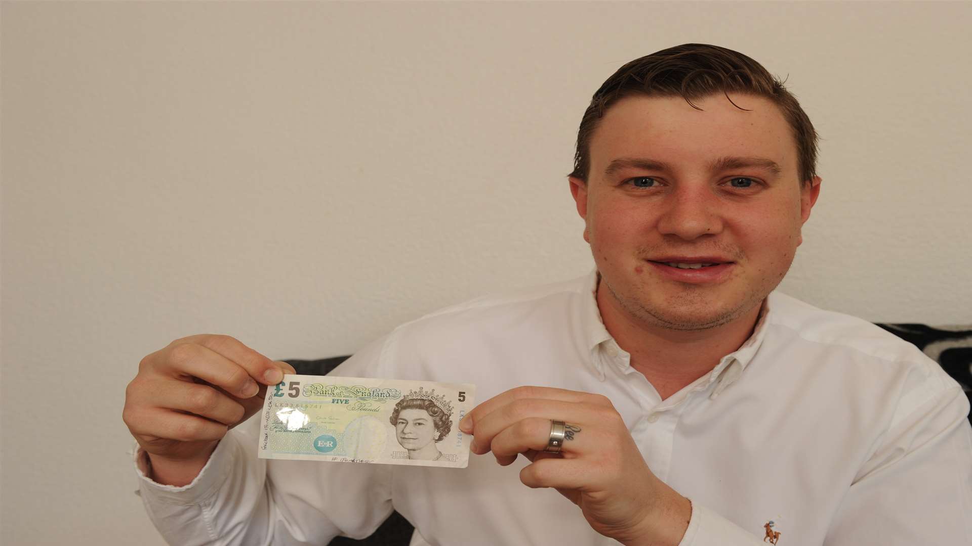 Luke Hughes with his traveling fiver. Picture: Steve Crispe