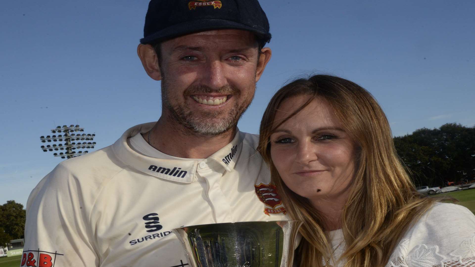 David and wife Jenna with the county championship trophy Picture: Chris Davey