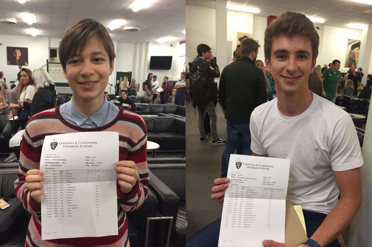 Elmira Mustafajeva and Charlie Wilkening with their results