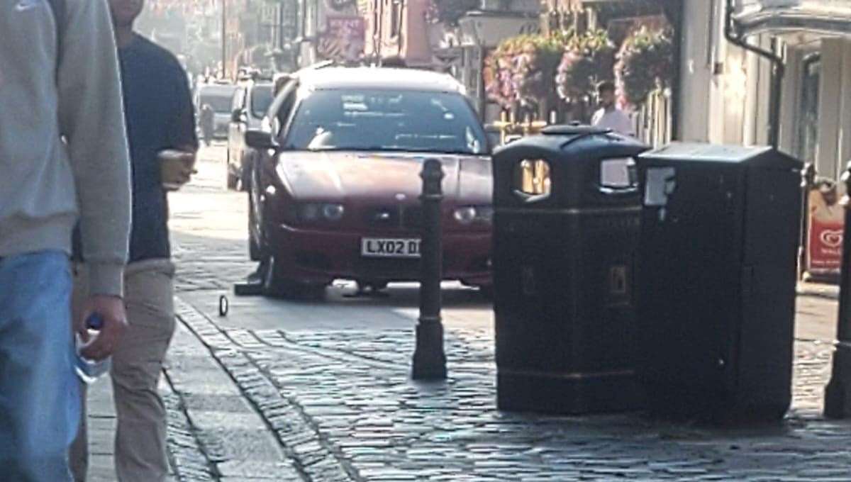 The BMW was boosted off the ground by automatic bollards on Canterbury High Street near Westgate