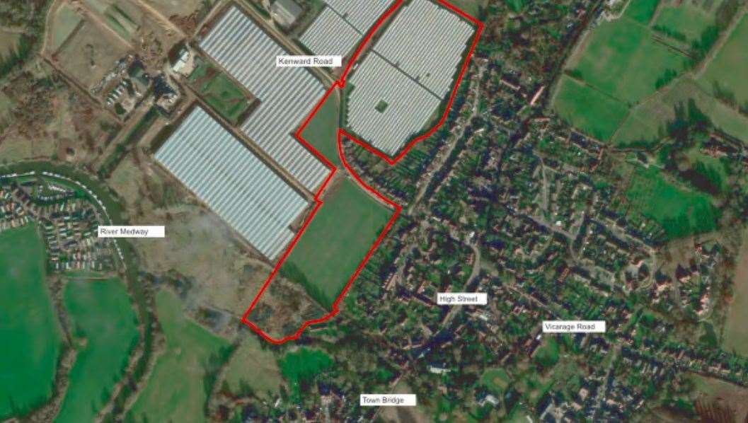 The development would sit on two parcels of land north and south of Kenward Road. Picture: Hallam Land Management and Broadway Malyan