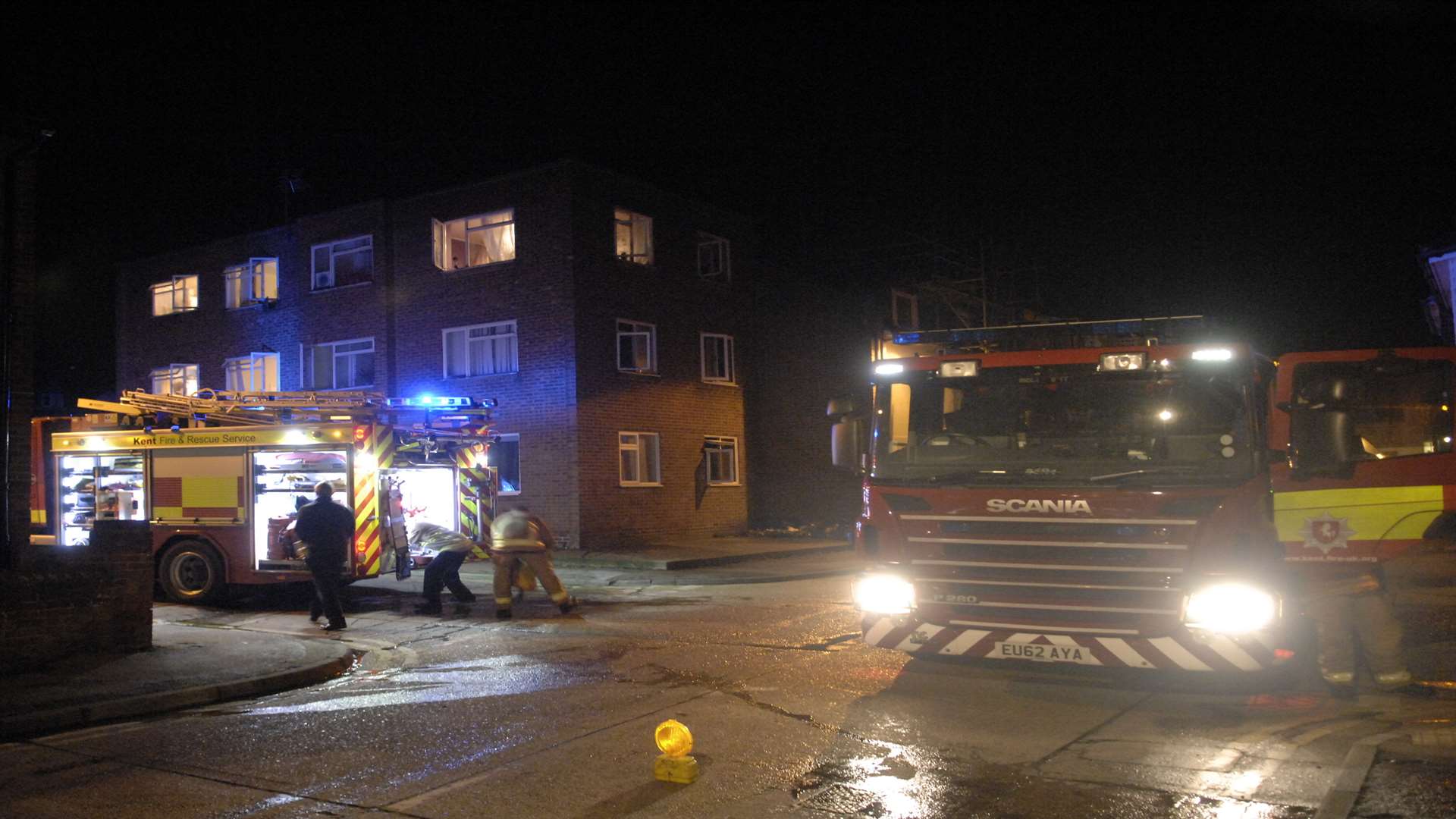 Firefighters tackle the flats blaze