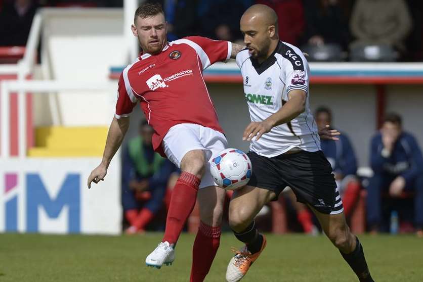 Dover's Richard Orlu (right) is one of three players to sign a new contract at the club. Picture: Andy Payton FM3179119