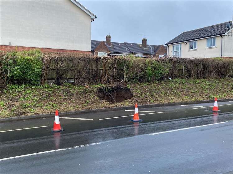 The sinkhole in New House Lane, Northfleet, near Gravesend, opened up outside multiple homes. Picture: Paul Watts