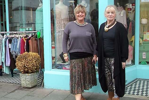 Shop owner Linda Cameron with store manager Rachael Heather outside their shop Maison Classique