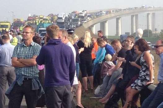 Victims of the pile-up at the Sheppey Bridge entrance. Picture: @jaimeemmett