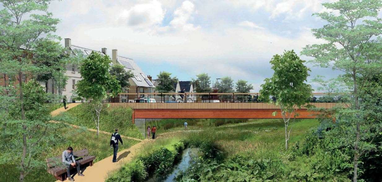 How Otterpool Park Riverside Park could look. Credit: Arcadis Design and Access statement
