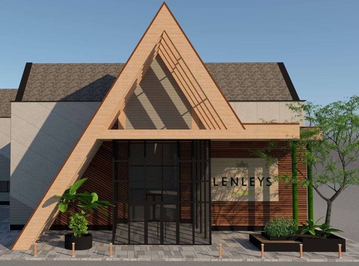 Lenleys Home Maidstone is now open on the former Clarkes site in Sandling Road - it hopes to change its exterior to the design pictured if given planning approval